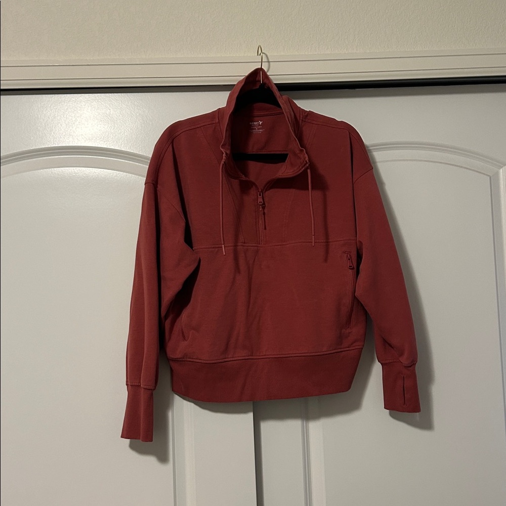 Old Navy Dynamic Fleece Pink Women's Red 1/2 Zip Scuba Style Top Size XL - Picture 6 of 6